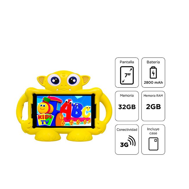 Tablet Advance Intro TR7996, 7" IPS 1024x600, Android 11 Go, 3G, Dual SIM, 32GB, RAM 2GB-MONSTER Amarillo