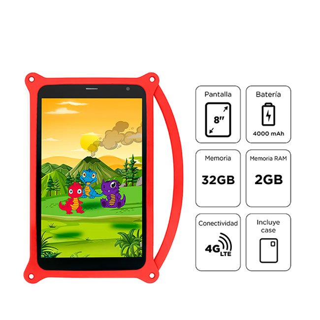 Tablet Advance Intro TR8050, 8" IPS 1280x800, Android 14 Go, 4G, Dual SIM, 32GB, RAM 2GB-Rojo