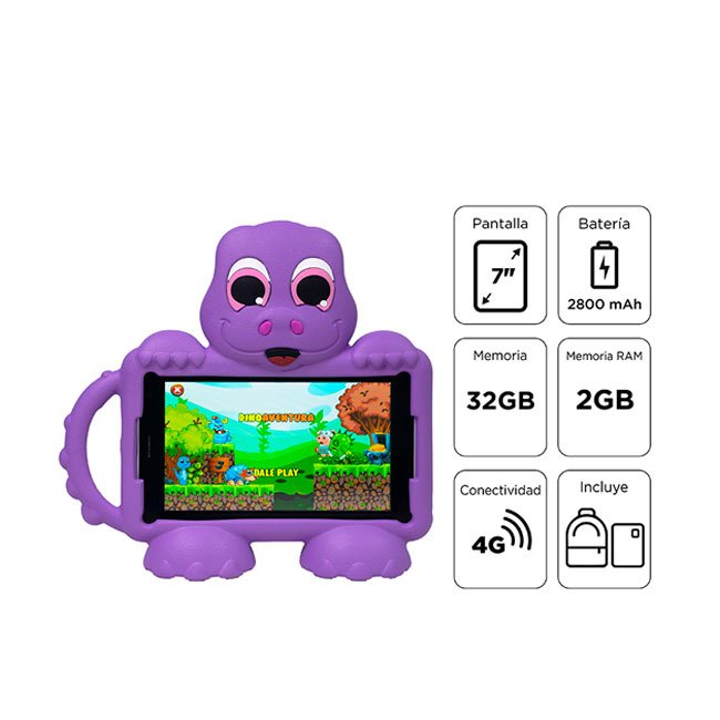 Tablet Advance Intro TR8990, 7" IPS 1024x600, Android 14 Go, 4G, Dual SIM, 32GB, RAM 2GB-Purpura + Mochila
