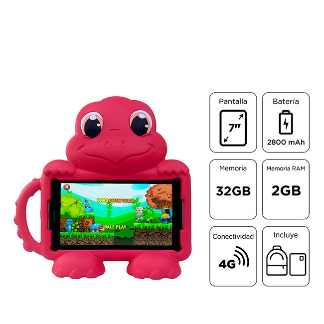 Tablet Advance Intro TR8990, 7" IPS 1024x600, Android 14 Go, 4G, Dual SIM, 32GB, RAM 2GB-Rojo+Mochila
