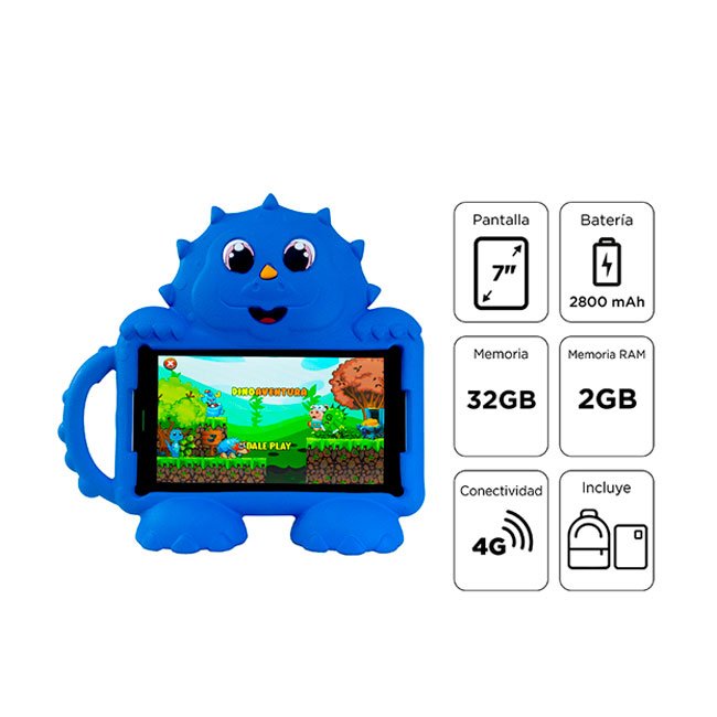 Tablet Advance Intro TR8990, 7" IPS 1024x600, Android 14 Go, 4G, Dual SIM, 32GB, RAM 2GB-Azul + Mochila