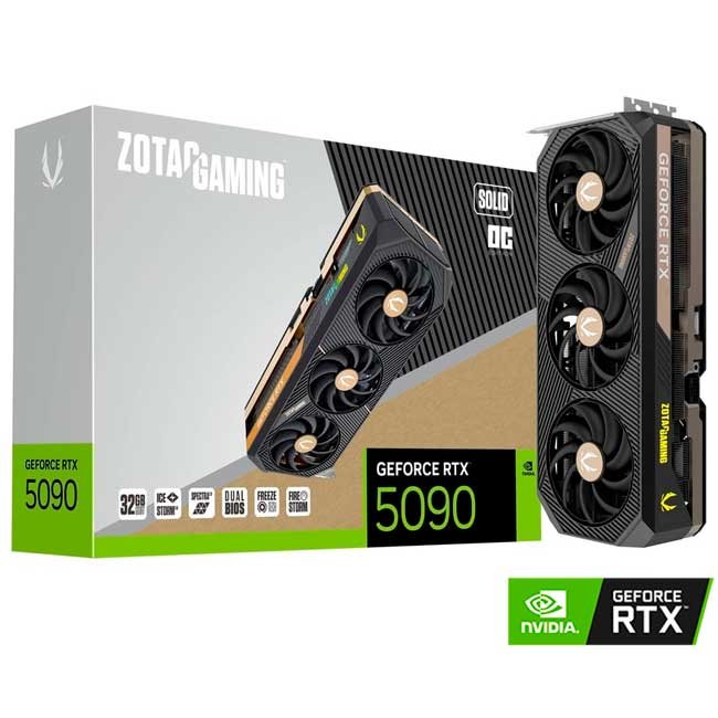 Tarjeta de Video ZOTAC RTX 5090 32GB SOLID OC con Refrigeración Avanzada y RGB