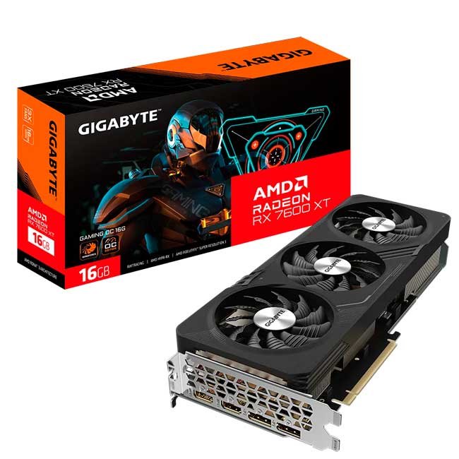 Tarjeta de Video Gigabyte Radeon RX 7600 XT GAMING OC 16G 16GB GDDR6 Triple Fan
