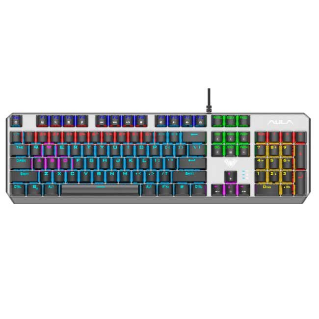 Teclado Mecánico Aula F2066 II con Switch Blue y Retroiluminación RGB para Gaming y Oficina