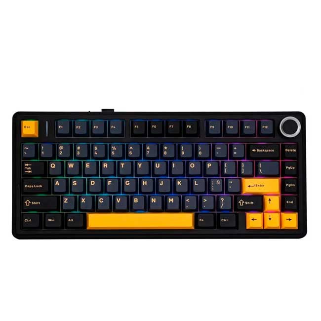 Teclado Mecánico Inalámbrico Aula F75 Wireless Black/Orange con Switch Gray RGB