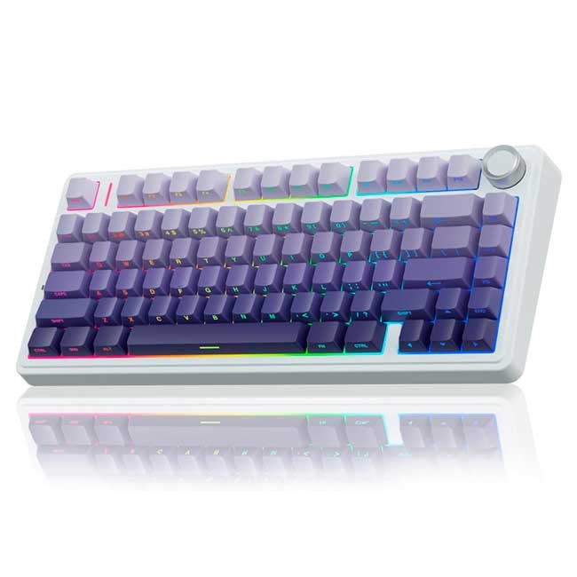 Teclado Mecánico Inalámbrico Aula F75 Morado Degradado con Switch Verde y RGB
