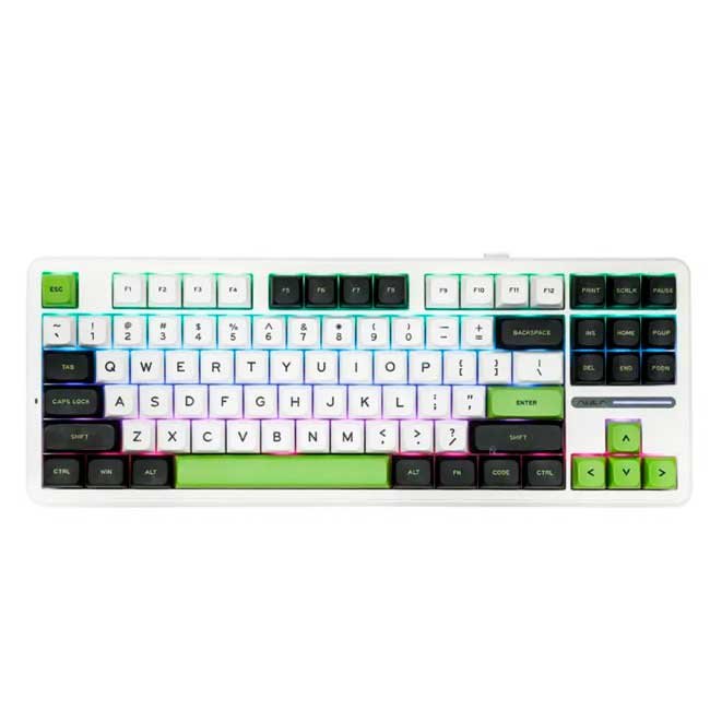 Teclado Mecánico Inalámbrico Aula F87 Wireless RGB White/Black/Green con Switch Gray