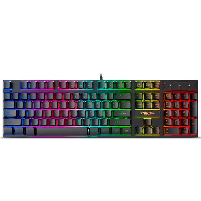 Teclado Gamer Cybertel Xtreme Black CYB K505 USB LED Rainbow Español Antighosting