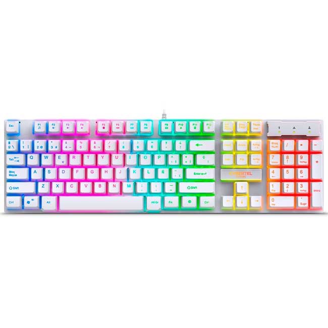 Teclado Gamer Cybertel Xtreme Blanco CYB K505W USB LED Rainbow Español Antighosting