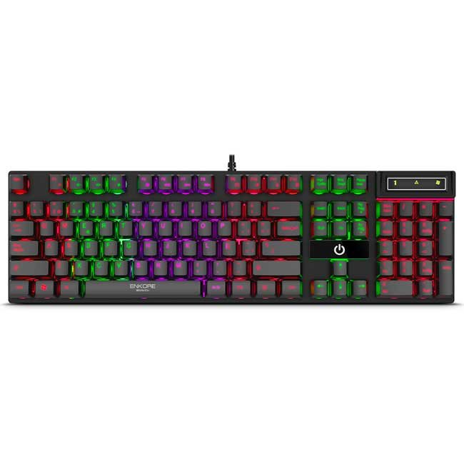 Teclado Gamer ENKORE Bravio+ ENK606+ USB Rainbow LED Español 12 Teclas Multimedia