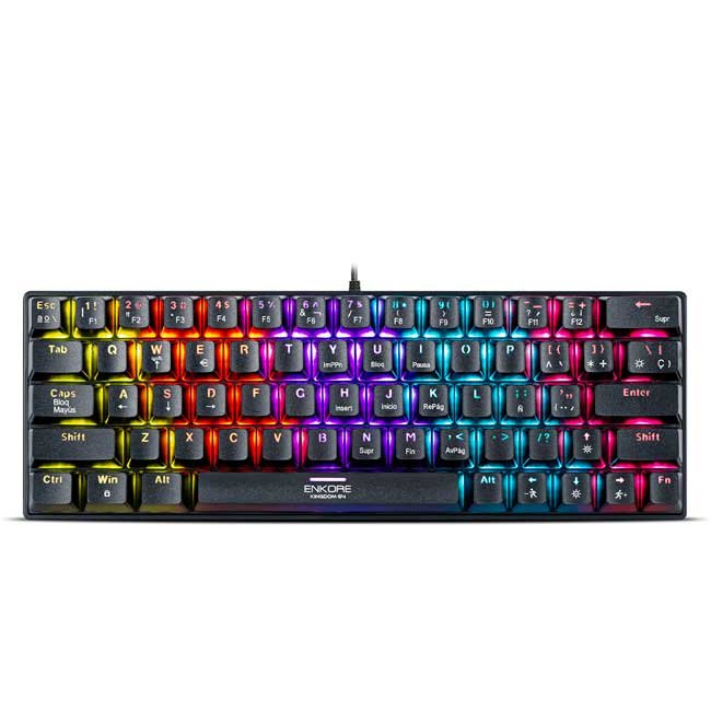 Teclado Gamer Mecánico ENKORE KINGDOM 64 ENK1008 USB 64 Teclas LED Rainbow Switch Azul