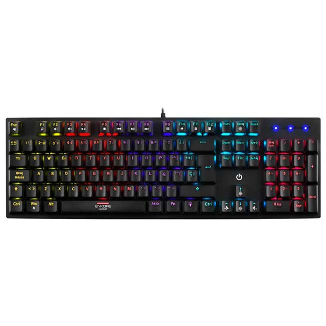 Teclado Gamer Mecánico ENKORE PATRIOT+ ENK1013+ USB 104 Teclas LED Rainbow Anti-Ghosting