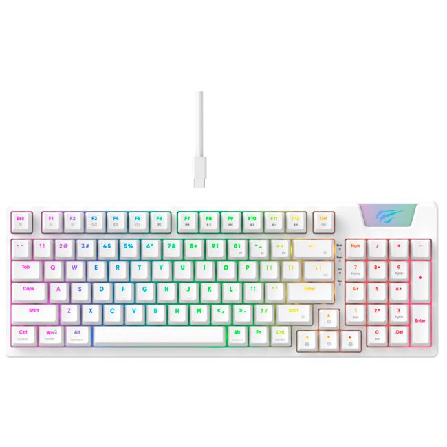 Teclado Mecánico Gamer Havit KB885L-SP White RGB 91 Teclas USB-C Switch Rojo