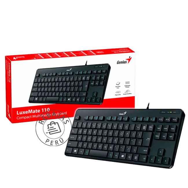 Teclado Genius TKL Luxemate 110 USB Multimedia con Teclas Chocolate Compacto y Cómodo 