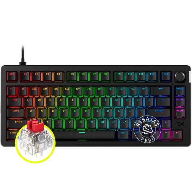 Teclado HyperX Alloy Rise GKBD 75% Mecánico RGB Switch Red Gaming Negro