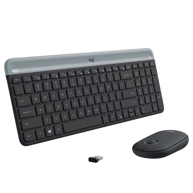 Combo Logitech MK470 Wireless Slim – Teclado y Mouse Inalámbricos USB Silenciosos, Compactos 