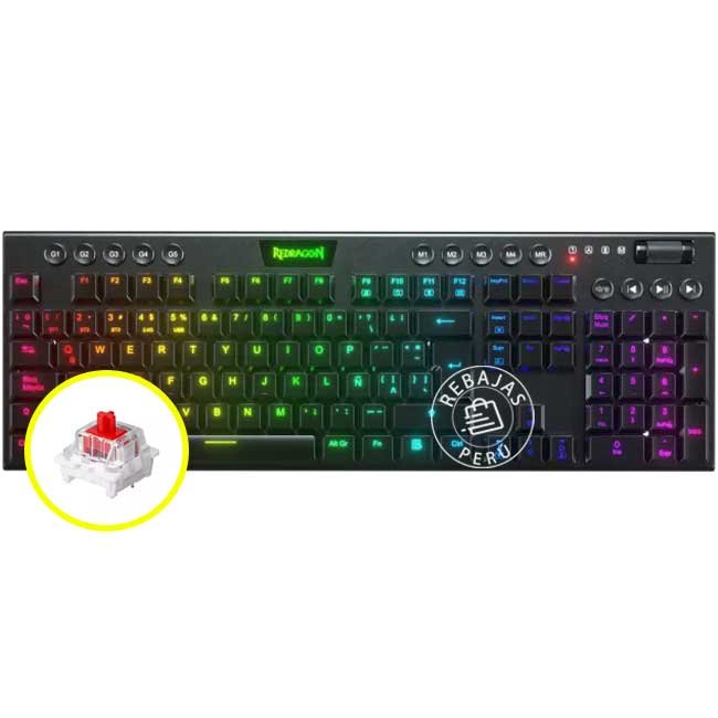 Teclado Mecánico Redragon HORUS K619 RGB Español Ultra Bajo Perfil con Switches Red Lineales