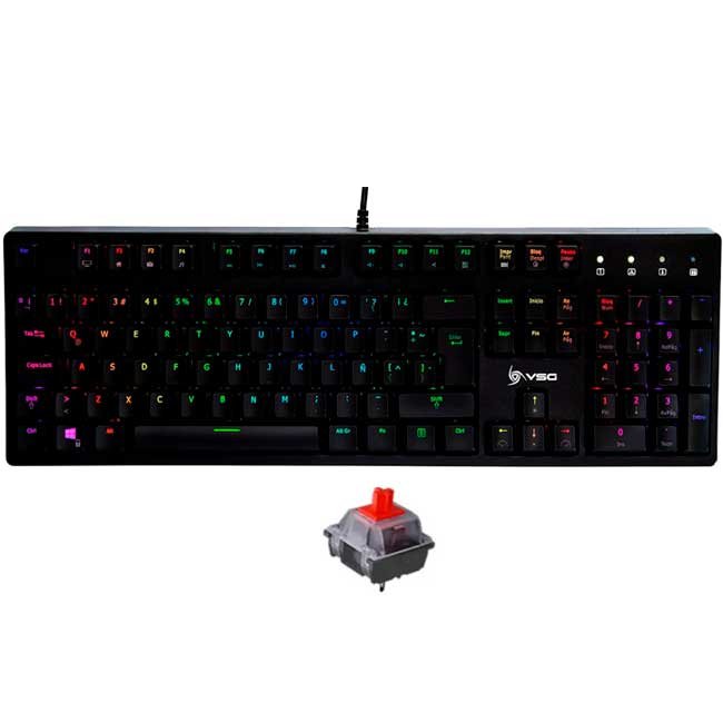 Teclado VSG Alnilam RGB Black Mecánico Switch Red – Lineal, 105 Teclas, RGB 16.8M, ISO LATAM, USB