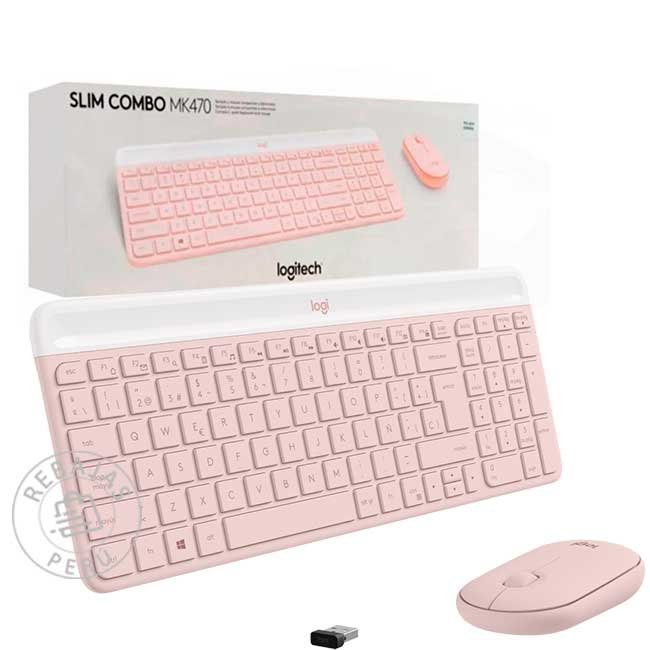 Teclado y Mouse Logitech MK470 Wireless Slim Rosa Minimalista