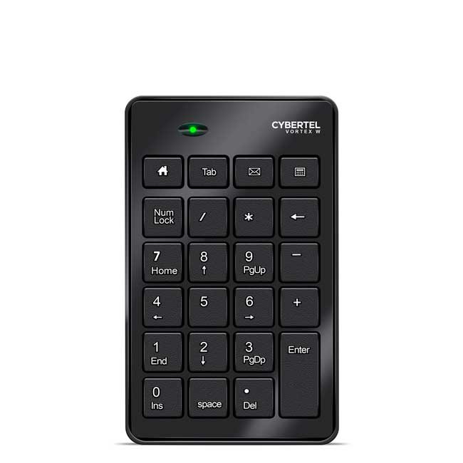 Teclado Numérico Inalámbrico Cybertel Vortex CYB K301W 2.4GHz USB Plug and Play Barniz UV