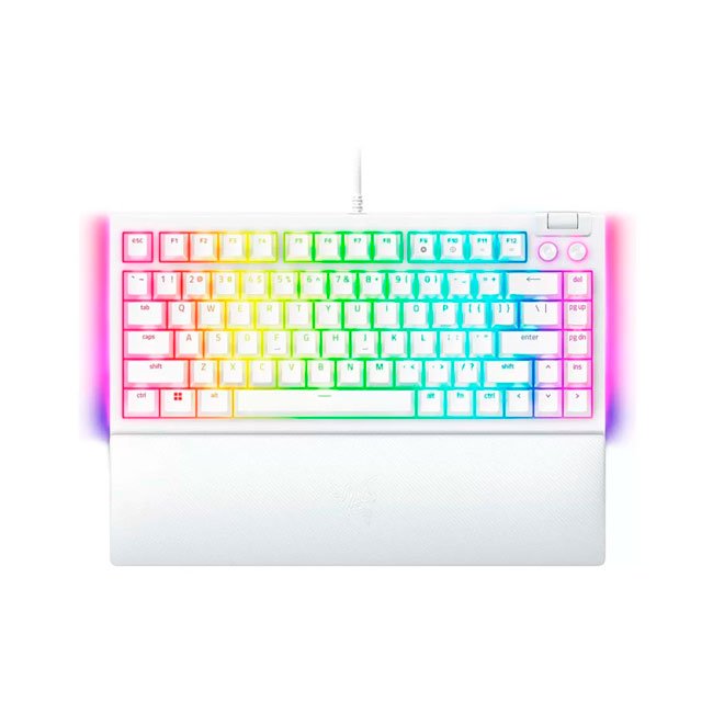 Teclado Razer BlackWidow V4 75% White | Mecánico Hot-Swappable, Switch Orange, 8000 Hz, RGB Chroma