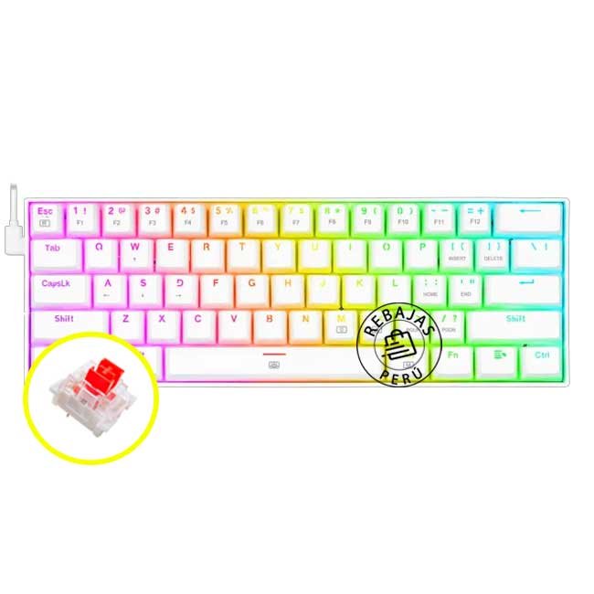 Teclado Mecánico Gamer Redragon Dragonborn 60% RGB Blanco | Switch Rojo Español