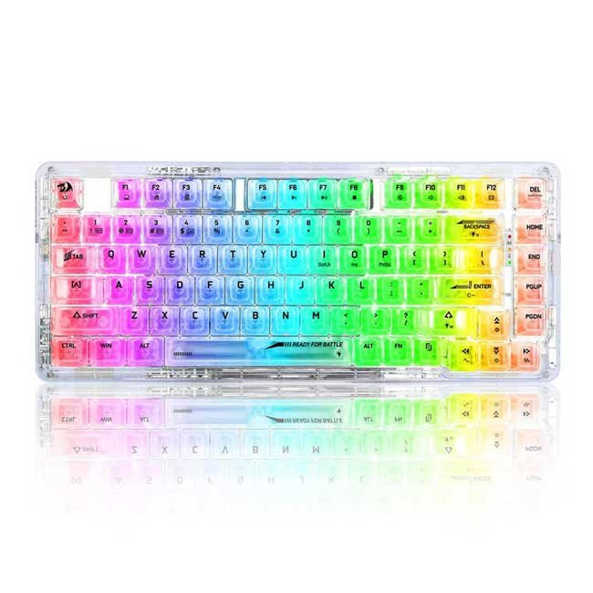 Teclado Redragon ELF PRO K649CT Wireless RGB – Mecánico, Transparente, Inglés, 65%, Hot-Swap