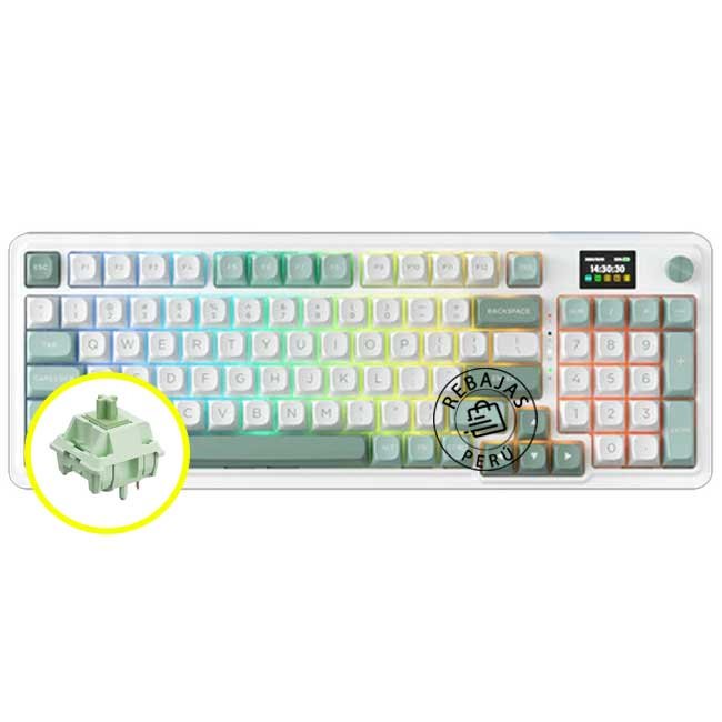 Teclado Redragon Galatin Pro RGB 96% Mint Mambo Inglés Inalámbrico