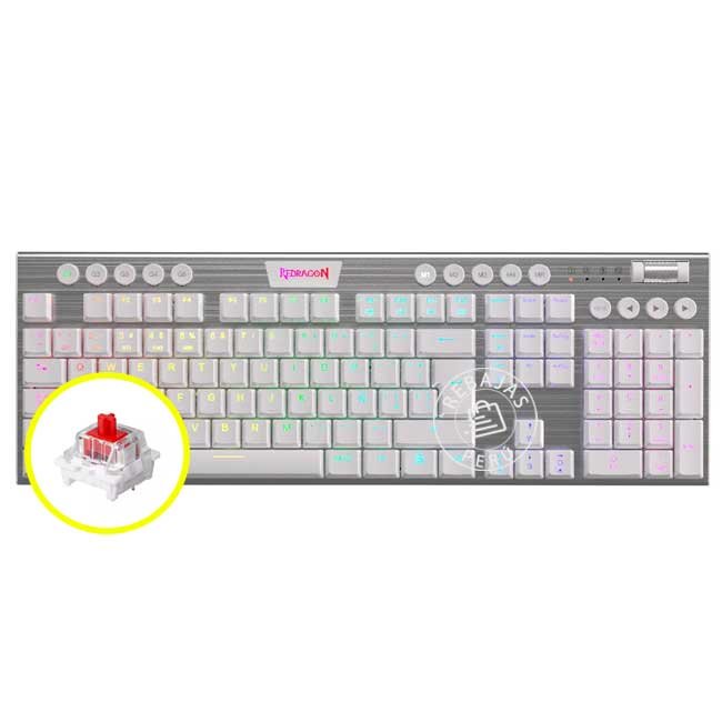 Teclado Mecánico Gamer Redragon HORUS FS K618W RGB White | Wireless Red Switch