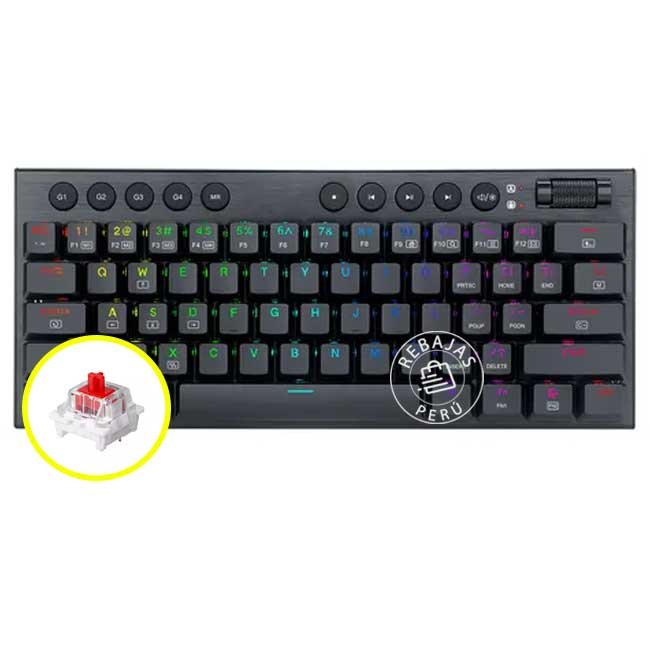 Teclado Redragon HORUS K632 PRO RGB 60% Wireless Mecánico Low Profile Switch Rojo Inglés