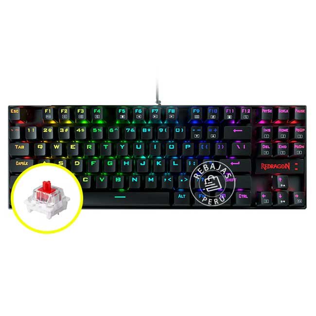 Teclado Mecánico Gamer Redragon K552RGB KUMARA Black con Switches Outemu Red y Retroiluminación RGB