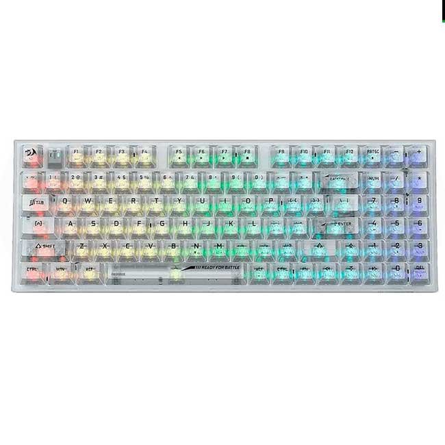 Teclado Mecánico Redragon Pollux PRO K628CT RGB 75% Inalámbrico Bluetooth 2.4G USB Inglés con Switch Ice Silver
