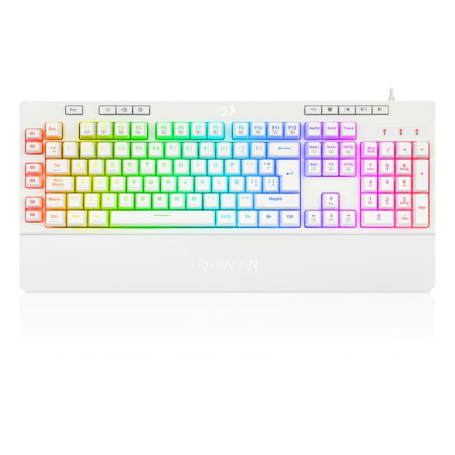 Teclado Redragon SHIVA K512W RGB White Español | Membrana Semi-Mecánico con Iluminación RGB y Macro Dedicadas