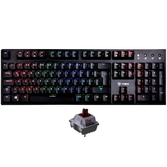 Teclado VSG Alnilam RGB Black Mecánico Switch Brown – 105 Teclas, RGB 16.8M, Táctil, ISO LATAM, USB