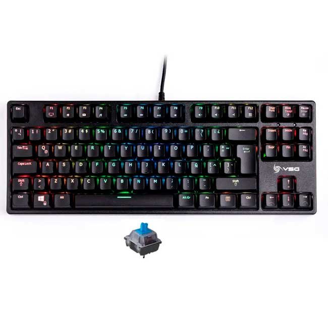 Teclado VSG Alnitak TKL RGB Black Mecánico Switch Blue – Tenkeyless, RGB 16.8M, ISO LATAM, USB, Gaming