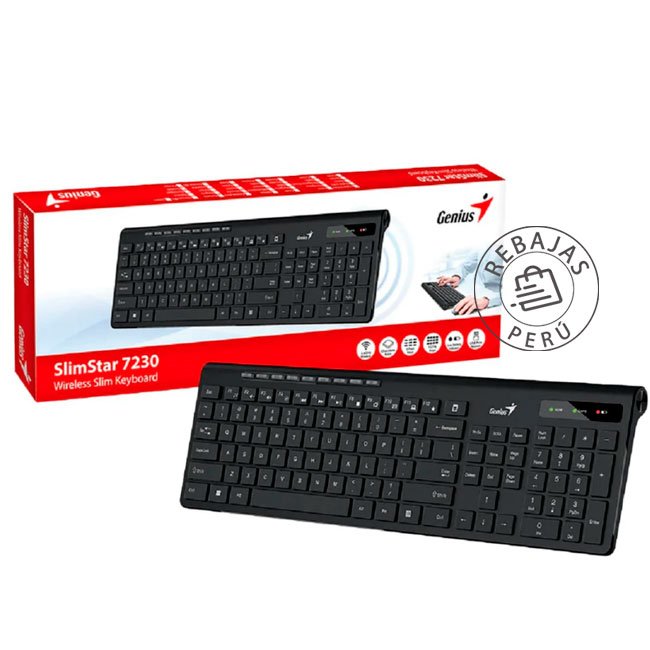 Teclado Genius Wireless Slimstar 7230 AI Copilot – Inalámbrico y Multimedia para Oficina y Hogar