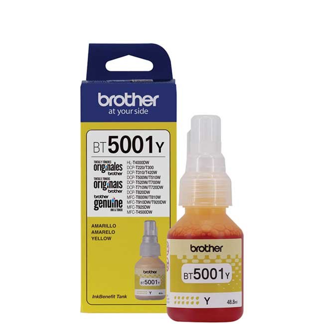 Cartucho Tinta Brother BT5001Y Amarillo para Impresoras DCP-T300W, T500W y T700W