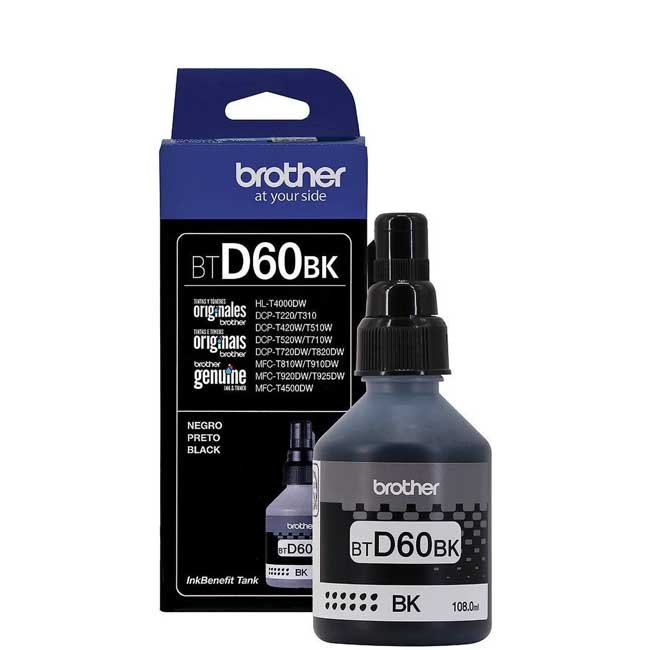 Tinta Brother BTD60BK Negra para DCP-T310/T510W/T710W - Cartucho Original Alta Calidad