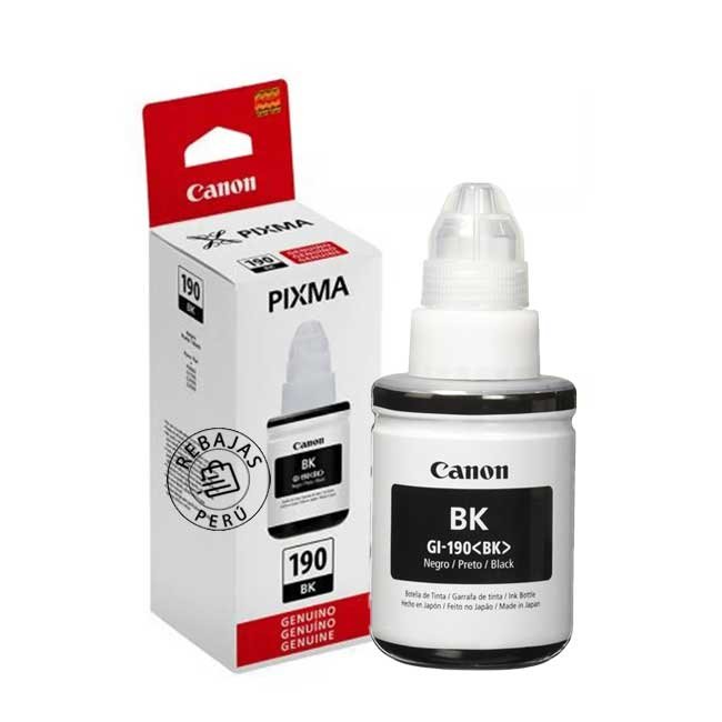 Tinta Canon GI-190BK Black Original | Rinde más y cuida tu impresora