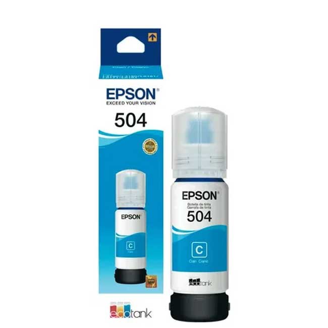 Botella de Tinta Epson T504220-AL Cyan | 100% Original, Alta Calidad