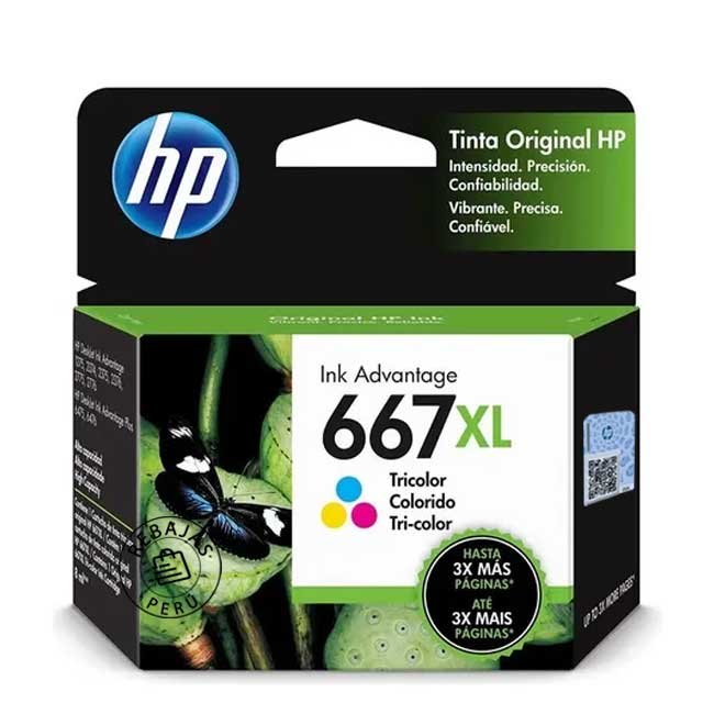 Tinta HP 3YM80AL 667XL Tricolor Original para Impresoras DeskJet 2775 4175