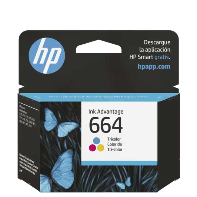 Tinta HP 664 Color Original F6V28AL Rendimiento 100 Páginas