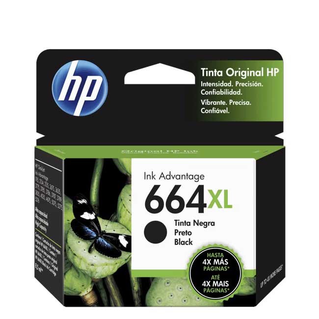 Tinta HP 664XL Negra F6V31AL Rendimiento 480 Páginas Original