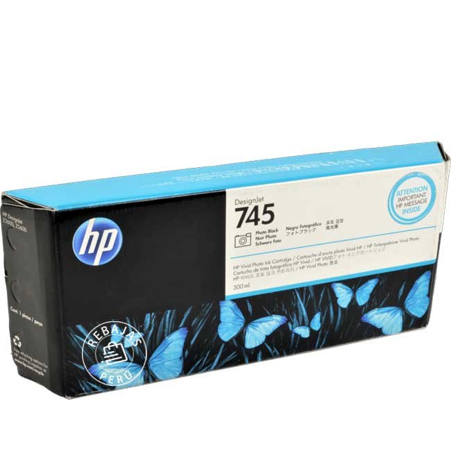 Tinta HP 745 Photo Black F9K04A 300ml Original para Plotters HP