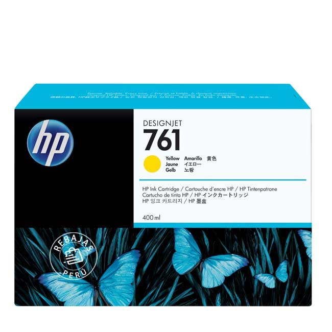 Tinta HP 761 Yellow original CM992A de 400ml para plotters HP