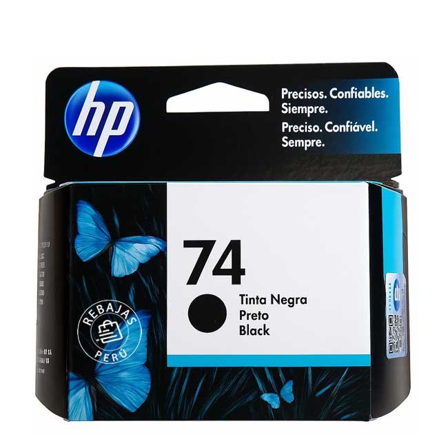 Tinta HP 74 Negro Original CB335WL para 200 páginas | Alta calidad