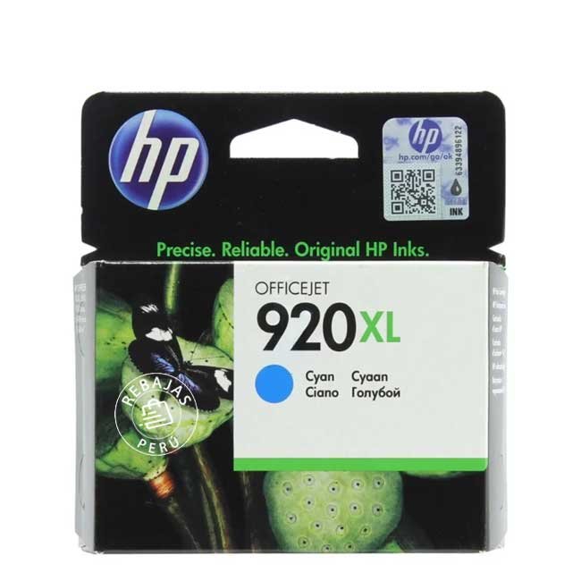Tinta HP 920XL Cyan Original CD972AL Alto Rendimiento 700 páginas