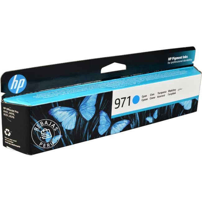 Tinta HP 971 Cyan Original CN622AM | Rendimiento de 2500 páginas