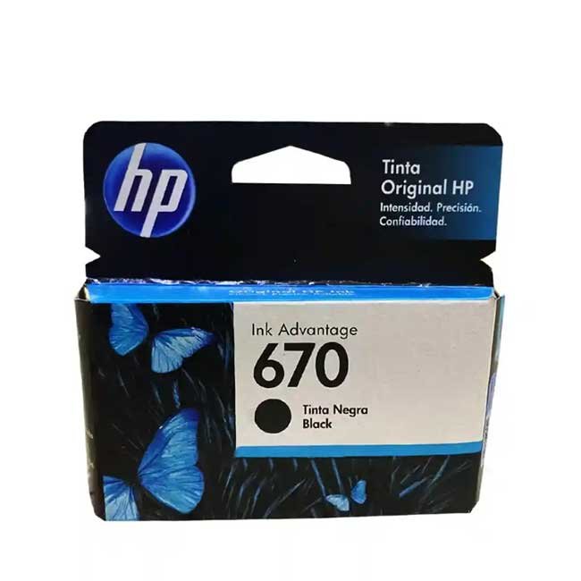 Tinta HP 670 Negro CZ113AL | Rendimiento de 250 páginas