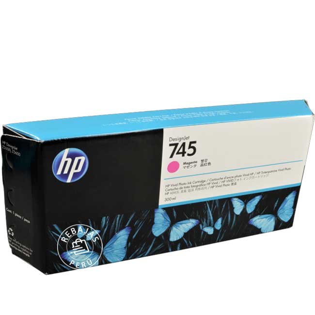 Tinta HP 745 Magenta F9K01A 300ml Original para Plotters HP